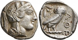 ATTICA. Athens. Circa 430s-420s BC. Tetradrachm (Silver, 24 mm, 17.15 g, 9 h). Head of Athena to right, wearing crested Attic helmet decorated with th...