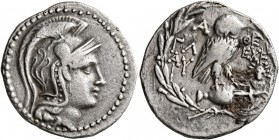 ATTICA. Athens. Circa 165-42 BC. Drachm (Silver, 20 mm, 4.10 g, 12 h), 'New Style', Eche... and Glau..., magistrates, circa 138/7. Head of Athena to r...