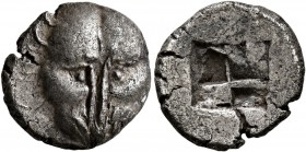 CIMMERIAN BOSPOROS. Pantikapaion. Circa 480-470 BC. Triobol (Silver, 14 mm, 2.72 g). Facing head of a lion. Rev. Quadripartite incuse square. Anokhin ...