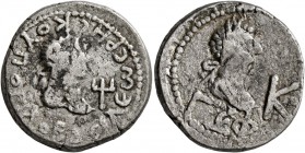 KINGS OF BOSPOROS. Rhescuporis IV, circa 242/3-276/7. Stater (Billon, 20 mm, 7.45 g, 12 h), BE 563 = 266/7 AD. ΒACIΛЄWC PHCKOYΠOPIΔ Diademed and drape...