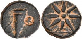 PONTOS. Uncertain. Time of Mithradates VI, Circa 130-100 BC. AE (Bronze, 19 mm, 10.67 g). Quiver; to right, countermark of helmet to right. Rev. Eight...