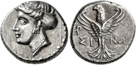 PAPHLAGONIA. Sinope. Late 4th-3rd century BC. Hemidrachm (Silver, 14 mm, 2.95 g, 1 h). Head of a nymph to left, hair in sakkos, wearing triple-pendant...