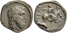 MYSIA. Adramytion. 2nd century BC. Chalkous (Bronze, 14 mm, 2.31 g, 6 h). Diademed head of Zeus to right. Rev. AΔPAMYTHNΩN Horseman to right, holding ...