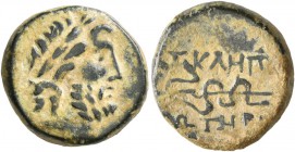 MYSIA. Pergamon. Circa 133-27 BC. Dichalkon (Bronze, 15 mm, 3.73 g, 12 h). Laureate head of Asklepios to right. Rev. AΣKΛHΠ / ΣΩTHP Serpent-entwined s...