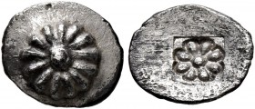 IONIA. Erythrai. Circa 480-450 BC. Hemiobol (Silver, 9 mm, 0.38 g). Rosette with central pellet. Rev. Sunken rosette within incuse square. Naumann 34 ...