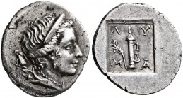 LYCIA. Masikytes . 1st century BC. (Silver, 13 mm, 0.95 g, 1 h). Diademed and draped bust of Artemis to right, bow and quiver over her shoulder. Rev. ...