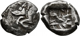 DYNASTS OF LYCIA. Uncertain dynast, circa 500-480 BC. Stater (Silver, 20 mm, 9.42 g). Forepart of boar to left; on its shoulder, Lycian letters (?). R...