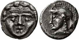 PISIDIA. Selge. Circa 350-300 BC. Obol (Silver, 10 mm, 0.91 g, 4 h). Facing gorgoneion with protruding tongue. Rev. Head of Athena to left, wearing cr...