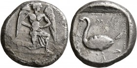 CILICIA. Mallos. Circa 440-390 BC. Stater (Silver, 21 mm, 10.41 g, 9 h). Winged male figure advancing right, holding solar disk with both hands. Rev. ...