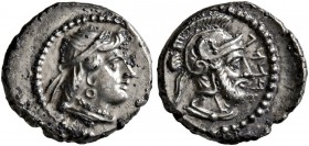 CILICIA. Tarsos. Tarkumuwa (Datames) , satrap of Cilicia and Cappadocia, 384-361/0 BC. Obol (Silver, 10 mm, 0.94 g, 12 h). Draped female bust to right...