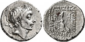 KINGS OF CAPPADOCIA. Ariobarzanes III Eusebes Philoromaios, 52-42 BC. Drachm (Silver, 16 mm, 4.00 g, 1 h), RY 9 = 43 BC. Diademed, bearded head of Ari...