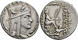 KINGS OF ARMENIA. Tigranes II ‘the Great’, 95-56 BC. Tetradrachm (Silver, 26 mm, 15.91 g, 2 h), Antiochia on the Orontes. Draped bust of Tigranes II t...