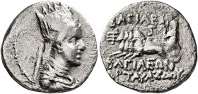 KINGS OF ARMENIA. Artavasdes II, 56-34 BC. Drachm (Silver, 17 mm, 3.63 g, 12 h), Artaxata. Draped bust of Artavasdes II to right, wearing five-pointed...