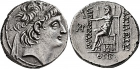 SELEUKID KINGS OF SYRIA. Alexander II Zabinas, 128-122 BC. Tetradrachm (Silver, 27 mm, 16.27 g, 1 h), Damaskos, SE 189 = 124/3 BC. Diademed head of Al...