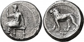 PERSIA, Alexandrine Empire. Uncertain satraps of Babylon , circa 328-311 BC. Double Shekel (Silver, 21 mm, 16.70 g, 9 h), Babylon. Baal seated left, h...