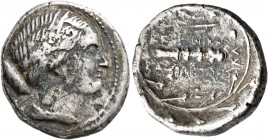 PTOLEMAIC KINGS OF EGYPT. Berenike I or II, circa mid 3rd century BC. Didrachm (Silver, 18 mm, 6.69 g, 6 h), Kyrene. Diademed and draped bust of Beren...