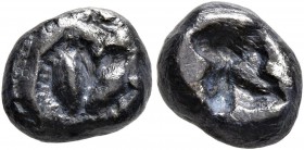 KYRENAICA. Kyrene. Circa 550-500 BC. Hemidrachm (Silver, 9 mm, 1.84 g), Attic standard. Silphium fruit. Rev. Rough incuse. BMC 7. SNG Copenhagen -. Ra...