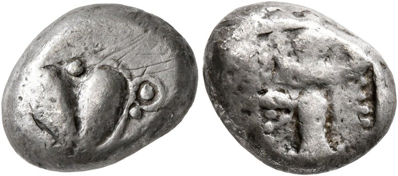 KYRENAICA. Kyrene. Circa 500-480 BC. Drachm (Silver, 13 mm, 4.39 g), Attic stand...