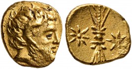 KYRENAICA. Kyrene. Magas, as Ptolemaic Governor , circa 308-305 BC. Obol (Gold, 7 mm, 0.70 g, 10 h). Laureate head of Zeus Ammon to right, with ram's ...
