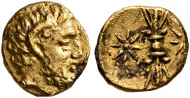 KYRENAICA. Kyrene. Magas, as Ptolemaic Governor , circa 308-305 BC. Obol (Gold, 7 mm, 0.70 g, 11 h). Laureate head of Zeus Ammon to right, with ram's ...