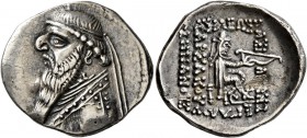 KINGS OF PARTHIA. Mithradates II, 121-91 BC. Drachm (Silver, 21 mm, 3.97 g, 1 h), Ekbatana. Diademed and draped bust of Mithradates II to left. Rev. Β...