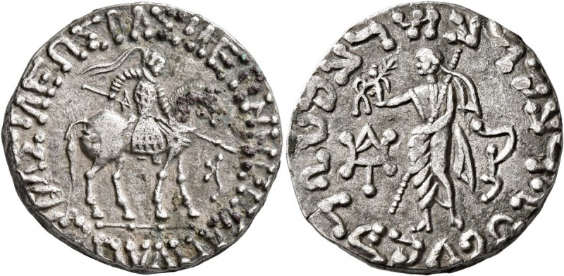 INDO-SKYTHIANS. Azes, circa 58-12 BC. Tetradrachm (Silver, 26 mm, 9.21 g, 7 h). ...