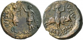 MACEDON. Amphipolis. Titus & Domitian , as Caesars, 69-79 and 69-81. Assarion (Orichalcum, 22 mm, 7.76 g, 4 h). [TI]TOC KAI ΔOMIT[IANOC KAIC] Titus an...