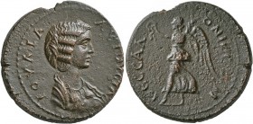 MACEDON. Thessalonica. Julia Domna , Augusta, 193-217. Diassarion (Bronze, 26 mm, 10.82 g, 1 h). IOYΛIA AYΓOYCTA Draped bust of Julia Domna to right. ...