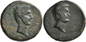 BITHYNIA. Apamea. Augustus, with Agrippa , 27 BC-AD 14. Assarion (Orichalcum, 22 mm, 6.81 g, 2 h), C. Cassius C.f., duovir, 27 BC. IMP CAESAR DIVI F A...