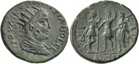 BITHYNIA. Nicaea. Valerian I , 253-260. Octassarion (Bronze, 26 mm, 9.45 g, 7 h). ΠOY ΛIK OYAΛEPIANOC CE Radiate, draped and cuirassed bust of Valeria...