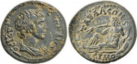 LYDIA. Tabala. Pseudo-autonomous issue . Assarion (Bronze, 23 mm, 6.28 g, 6 h), 2nd century AD. IЄPA CYNKΛHTOC Draped bust of the Roman Senate to righ...