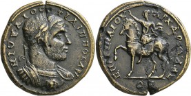 PHRYGIA. Dorylaeum. Philip I , 244-249. Medallion (Orichalcum, 38 mm, 33.24 g, 6 h), Timaios, archon. M IOYΛIOC ΦIΛIΠΠOC AYΓ Laureate and cuirassed bu...