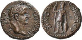 LYCAONIA. Iconium. Domitian , 81-96. Hemiassarion (Bronze, 17 mm, 4.39 g, 6 h). DOMITI CAIS AVG I (sic!) Laureate head of Domitian to right. Rev. COLO...