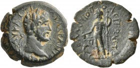 CILICIA. Flaviopolis-Flavias. Antoninus Pius , 138-161. Hemiassarion (Bronze, 16 mm, 4.50 g, 12 h), CY 80 = 155/6. AY KAI TI AI AΔP ANTωNЄINOC Laureat...