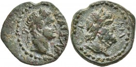 CILICIA. Irenopolis-Neronias. Domitian , 81-96. 1/3 Assarion (Bronze, 17 mm, 2.98 g, 2 h), CY 42 = 92/3. KAIΣAP Laureate head of Domitian to right. Re...