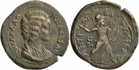 CILICIA. Isaura. Julia Domna , Augusta, 193-217. Tetrassarion (Orichalcum, 32 mm, 17.89 g, 7 h), circa 205-211. IOYΛIA ΔOMNA CЄBAC Draped bust of Juli...