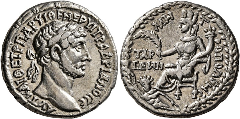 CILICIA. Tarsus. Hadrian , 117-138. Tridrachm (Silver, 24 mm, 9.64 g, 12 h). ΑΥΤ...