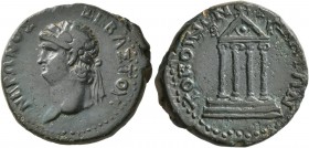 GALATIA. Koinon of Galatia. Nero , 54-68. Assarion (Bronze, 22 mm, 6.44 g, 1 h), circa 62-65. NEPΩNOΣ ΣEBAΣTOΣ Laureate head of Nero to left. Rev. TO ...