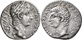 CAPPADOCIA. Caesaraea-Eusebia. Tiberius, with Drusus Caesar , 14-37. Drachm (Silver, 17 mm, 3.50 g, 12 h), 33-34. TI CAES AVG P M TR P XXXV Laureate h...