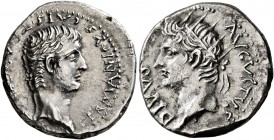 CAPPADOCIA. Caesaraea-Eusebia. Germanicus, with Divus Augustus , Caesar, 15 BC-AD 19. Drachm (Silver, 18 mm, 3.63 g, 12 h), circa 33-34. GERMANICVS CA...