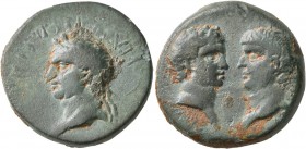 ASIA MINOR. Uncertain. Vespasian, with Titus and Domitian as Caesars , 69-79. Diassarion (?) (Bronze, 24 mm, 12.79 g, 6 h). [AYTOKPAT OYЄCΠACIA...] La...