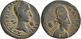 MESOPOTAMIA. Edessa. Gordian III, with Abgar X Phraates , 238-244. Assarion (Bronze, 24 mm, 8.25 g, 5 h). AVTOK K M ANT [ΓOΡΔIAN]OC CЄB Laureate head ...