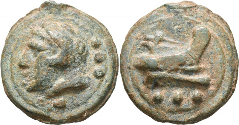 Anonymous, circa 215-212 BC. Quadrans (Bronze, 43 mm, 74.34 g, 12 h), libral cas...