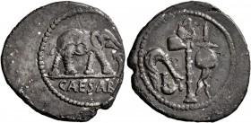 Julius Caesar, 49-44 BC. Denarius (Silver, 20 mm, 3.77 g, 11 h), mint moving with Caesar in Gallia Narbonensis or Hispania Citerior, 49-48. CAESAR Ele...
