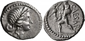 Julius Caesar, 49-44 BC. Denarius (Silver, 18 mm, 3.71 g, 7 h), mint moving with Caesar in Africa, 48-47 BC. Diademed head of Venus to right. Rev. CAE...