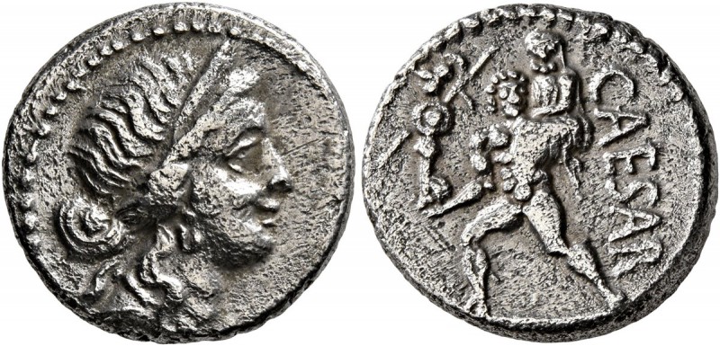 Julius Caesar, 49-44 BC. Denarius (Silver, 17 mm, 3.66 g, 6 h), mint moving with...