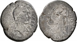 Julius Caesar, 49-44 BC. Denarius (Silver, 18 mm, 3.18 g, 6 h), with P. Sepullius Macer, Rome, first half of March 44. CAESAR [DICT•PERPE]TVO Laureate...