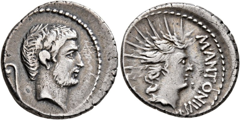 Mark Antony, 44-30 BC. Denarius (Silver, 18 mm, 3.97 g, 7 h), military mint movi...