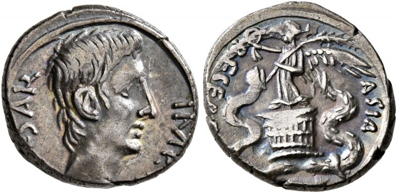 Octavian, 44-27 BC. Quinarius (Silver, 14 mm, 1.86 g, 4 h), uncertain Italian mi...