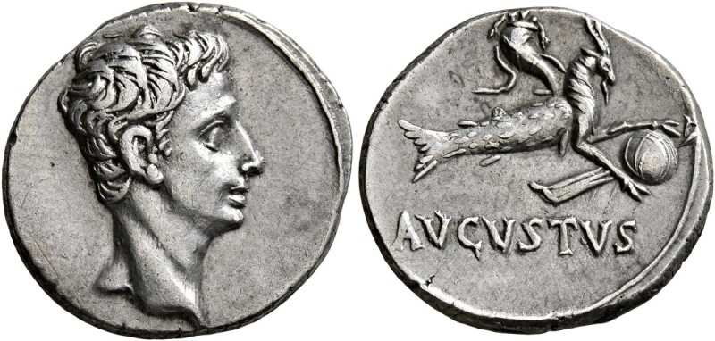 Augustus, 27 BC-AD 14. Denarius (Silver, 18 mm, 3.89 g, 8 h), uncertain Spanish ...